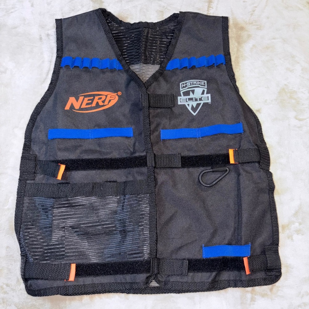 Nerf N-Strike Elite Tactical Vest Black Blue Adjustable One Size A0250 Kids Gear